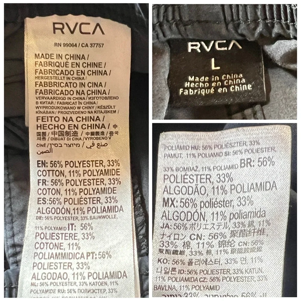 RVCA Opposites Elastic 2 Boardshorts Mens L Black 17